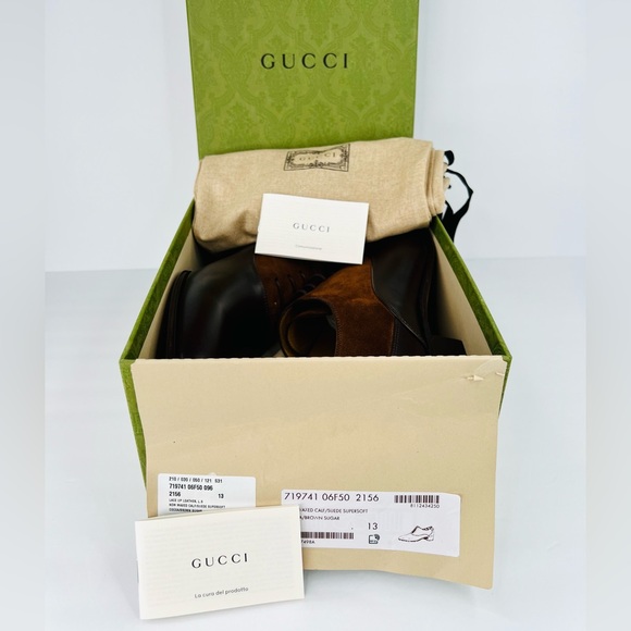 Gucci Oxford Suede Leather GG Logo Lace-up Men Loafers UK 13 - US 13.5 - EU 47 - Picture 2 of 9